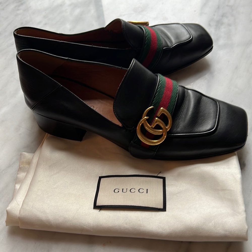 Gucci Payton mid heels loafer size 36.5